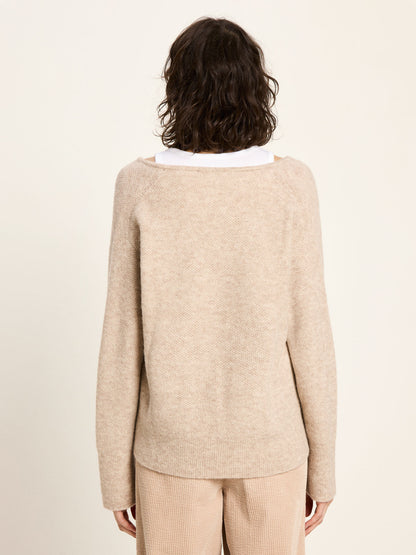 LANIUS - Pullover mit V-Ausschnitt nude melange - WERTE FREUNDE