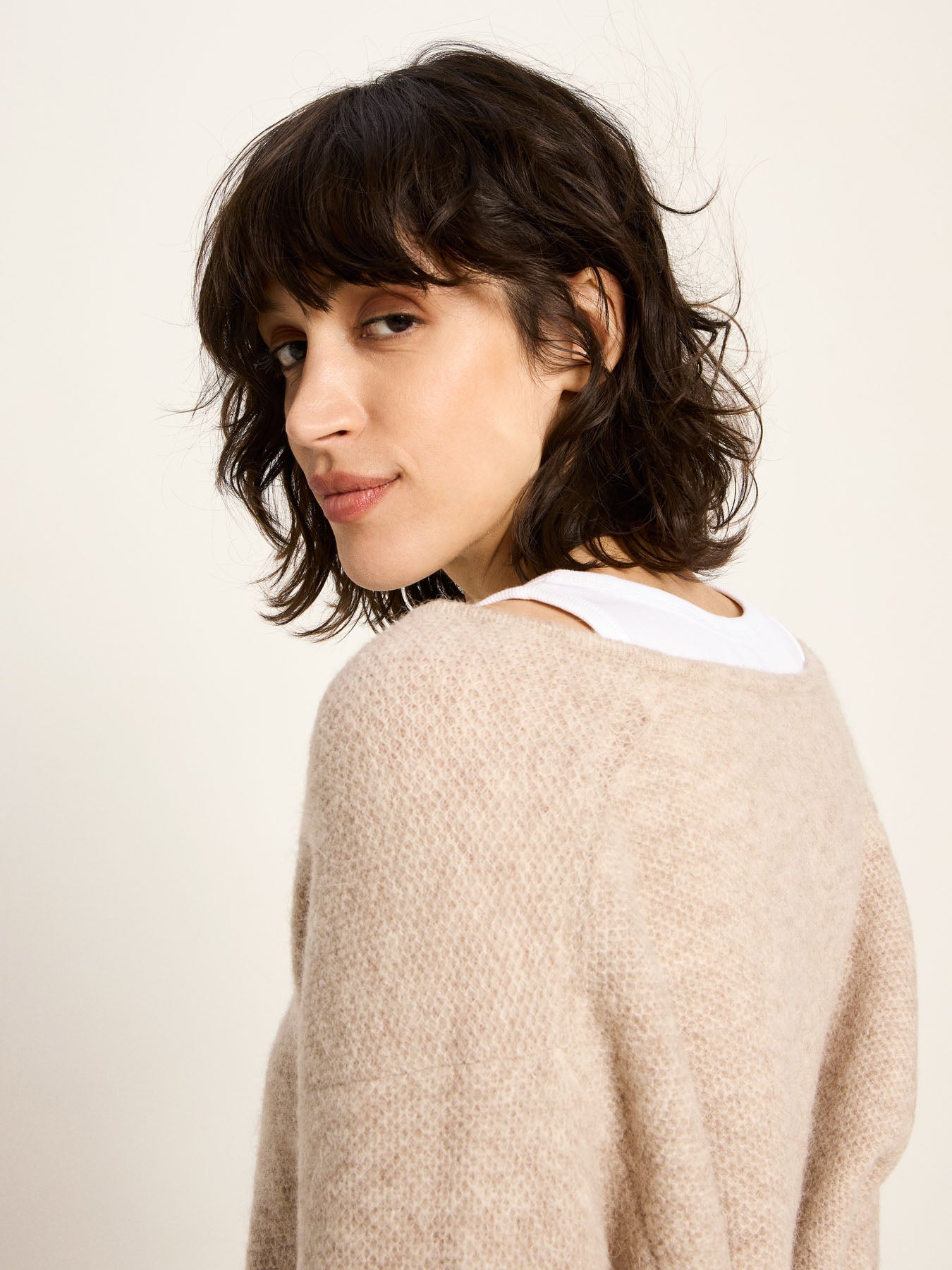 LANIUS - Pullover mit V-Ausschnitt nude melange - WERTE FREUNDE