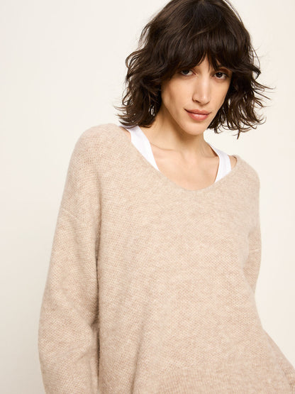 LANIUS - Pullover mit V-Ausschnitt nude melange - WERTE FREUNDE