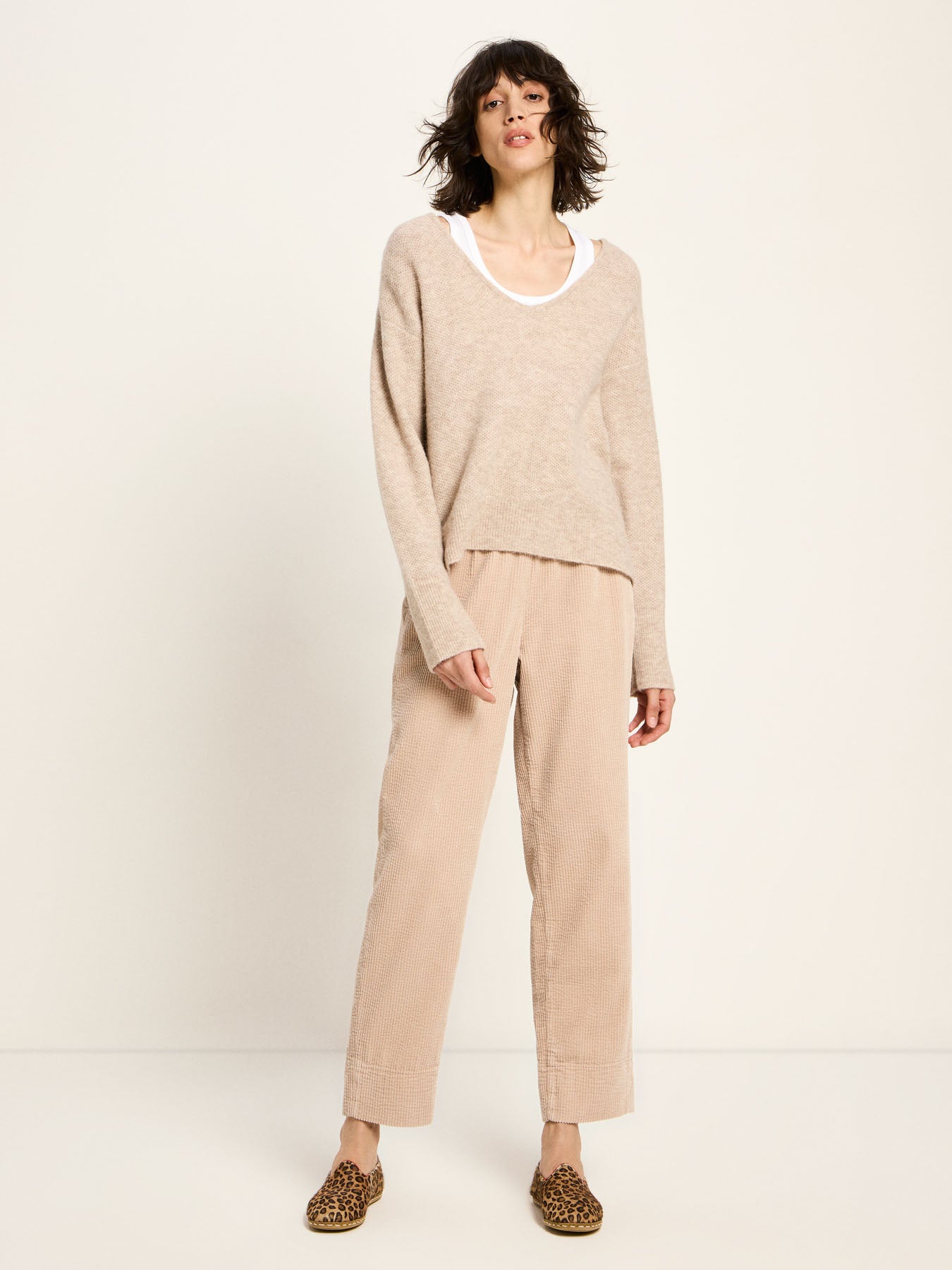 LANIUS - Pullover mit V-Ausschnitt nude melange - WERTE FREUNDE
