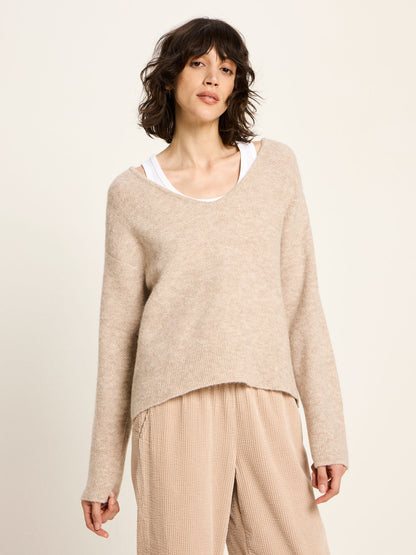 LANIUS - Pullover mit V-Ausschnitt nude melange - WERTE FREUNDE
