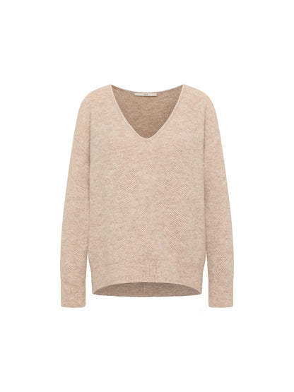 LANIUS - Pullover mit V-Ausschnitt nude melange - WERTE FREUNDE