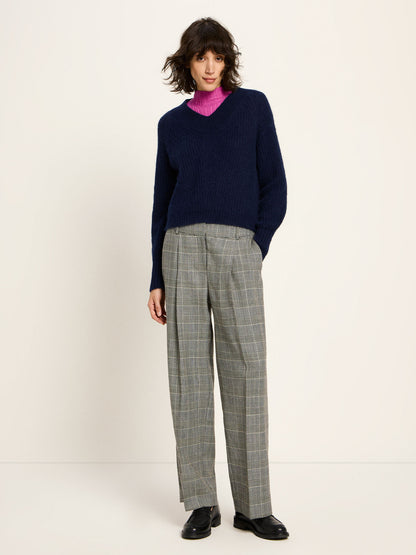 LANIUS - Pullover mit V-Ausschnitt purple blue melange - WERTE FREUNDE