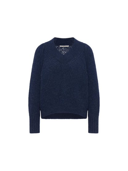 LANIUS - Pullover mit V-Ausschnitt purple blue melange - WERTE FREUNDE