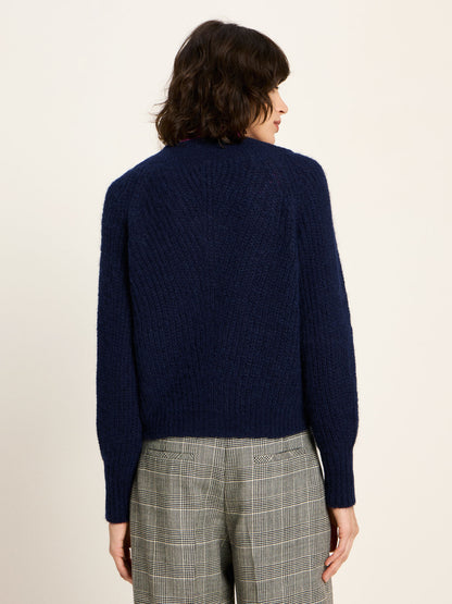 LANIUS - Pullover mit V-Ausschnitt purple blue melange - WERTE FREUNDE