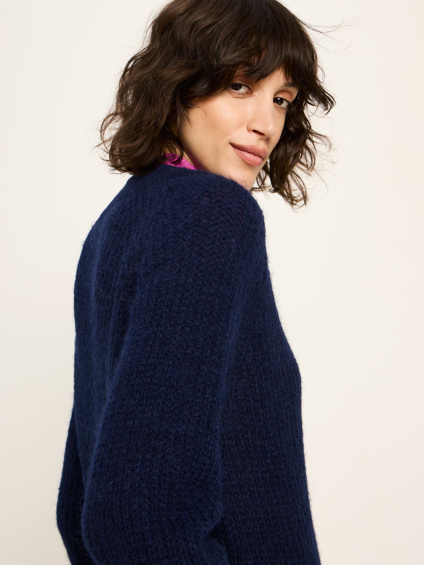 LANIUS - Pullover mit V-Ausschnitt purple blue melange - WERTE FREUNDE