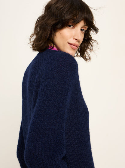 LANIUS - Pullover mit V-Ausschnitt purple blue melange - WERTE FREUNDE