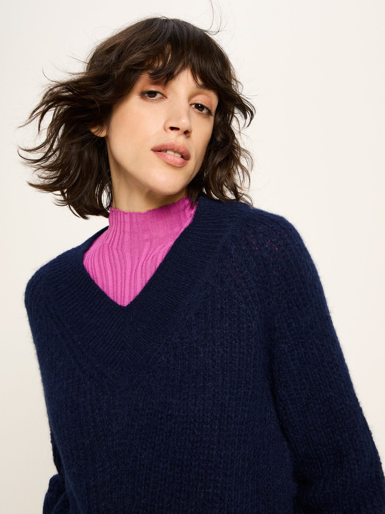 LANIUS - Pullover mit V-Ausschnitt purple blue melange - WERTE FREUNDE