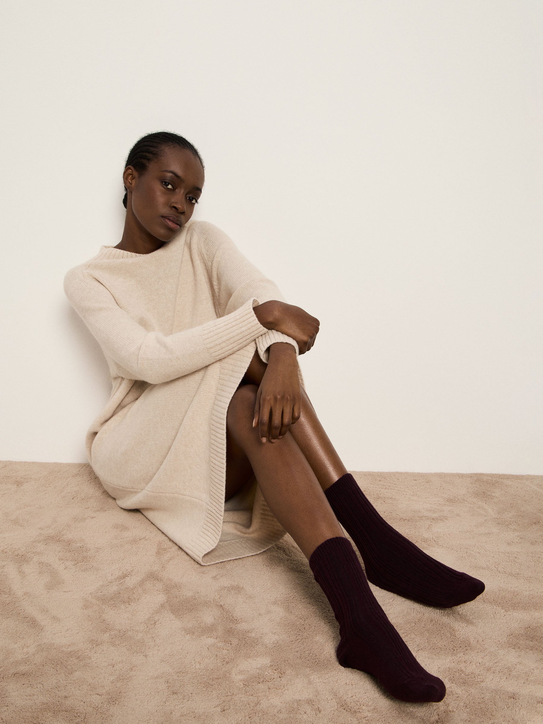 LANIUS - Rippenstrick-Socken bordeaux - WERTE FREUNDE