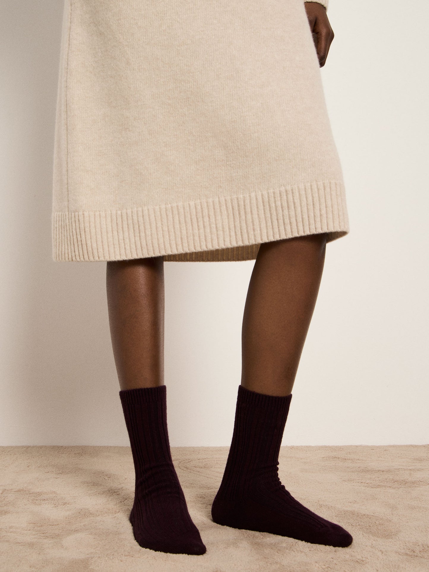 LANIUS - Rippenstrick-Socken bordeaux - WERTE FREUNDE