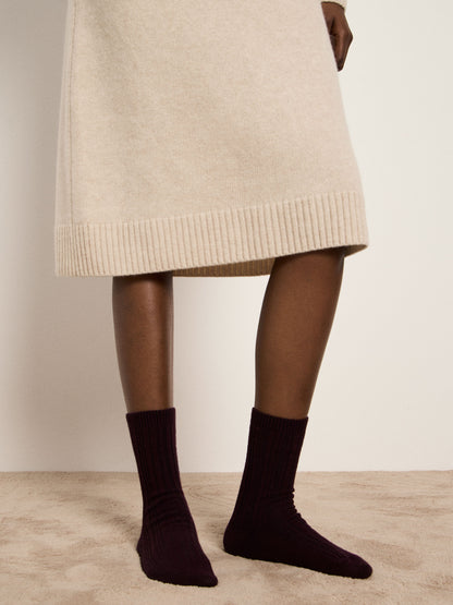 LANIUS - Rippenstrick-Socken bordeaux - WERTE FREUNDE