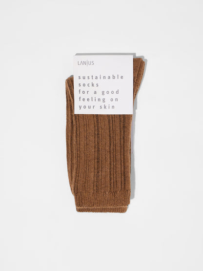LANIUS - Rippenstrick-Socken brown - WERTE FREUNDE