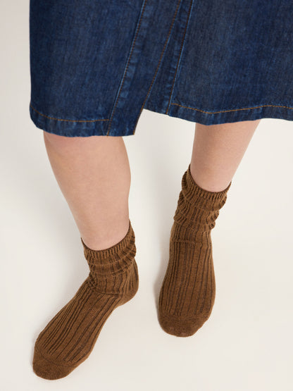 LANIUS - Rippenstrick-Socken brown - WERTE FREUNDE