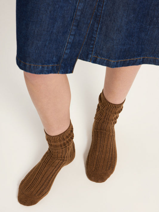 LANIUS - Rippenstrick-Socken brown - WERTE FREUNDE