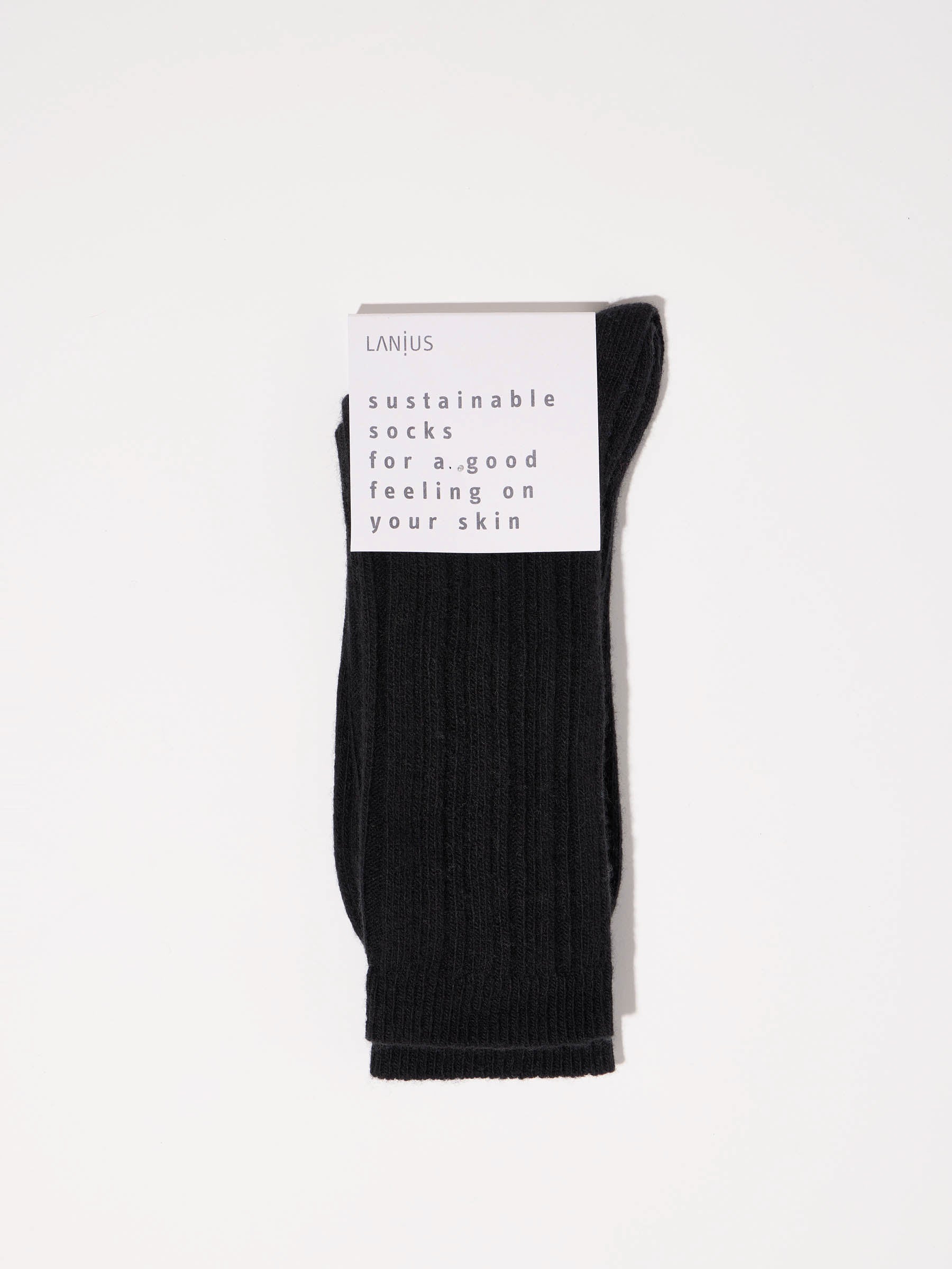 LANIUS - Rippenstrick-Socken midnight melange - WERTE FREUNDE