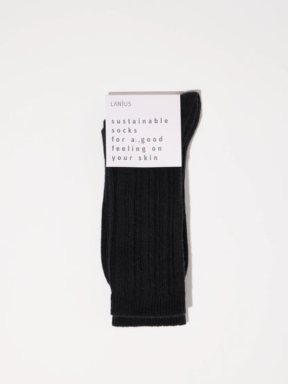 LANIUS - Rippenstrick-Socken midnight melange - WERTE FREUNDE