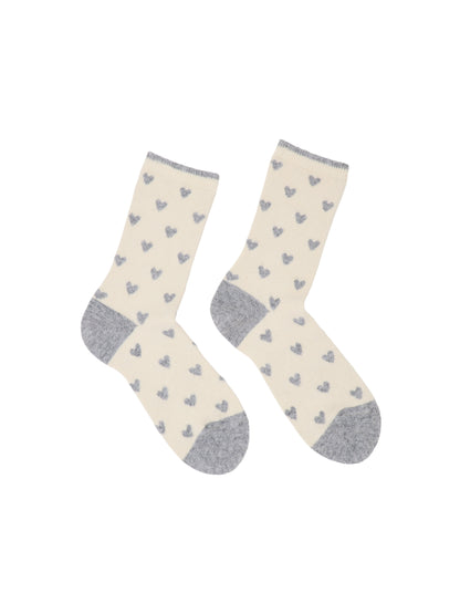 LANIUS - Socken mit Herzen off white - WERTE FREUNDE