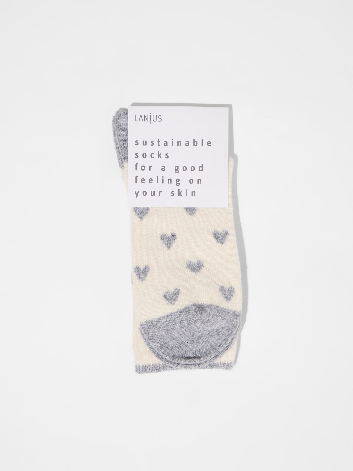 LANIUS - Socken mit Herzen off white - WERTE FREUNDE