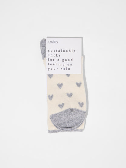 LANIUS - Socken mit Herzen off white - WERTE FREUNDE