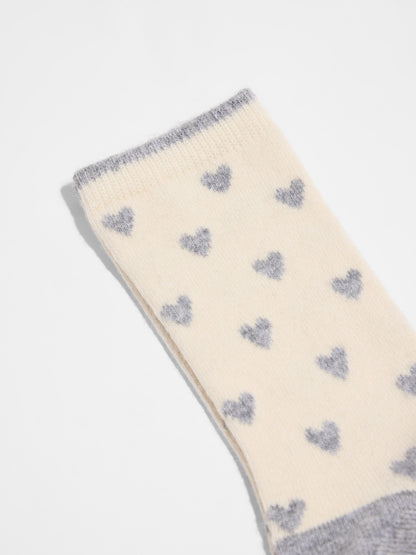 LANIUS - Socken mit Herzen off white - WERTE FREUNDE