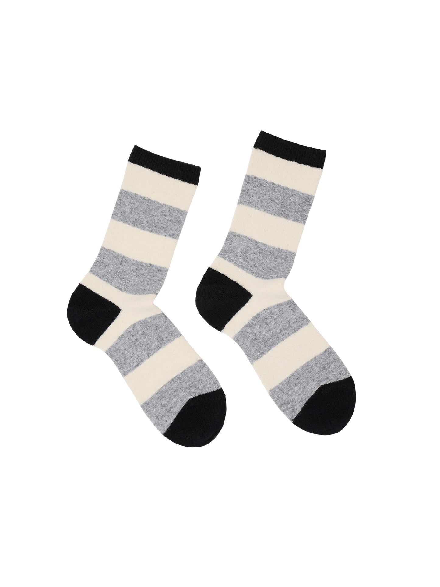 LANIUS - Socken mit Streifen grey melange/ off white - WERTE FREUNDE