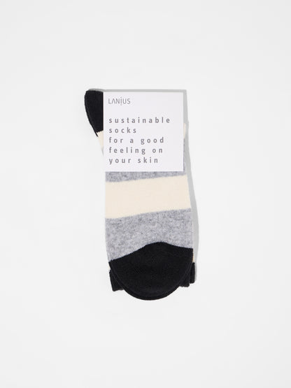 LANIUS - Socken mit Streifen grey melange/ off white - WERTE FREUNDE
