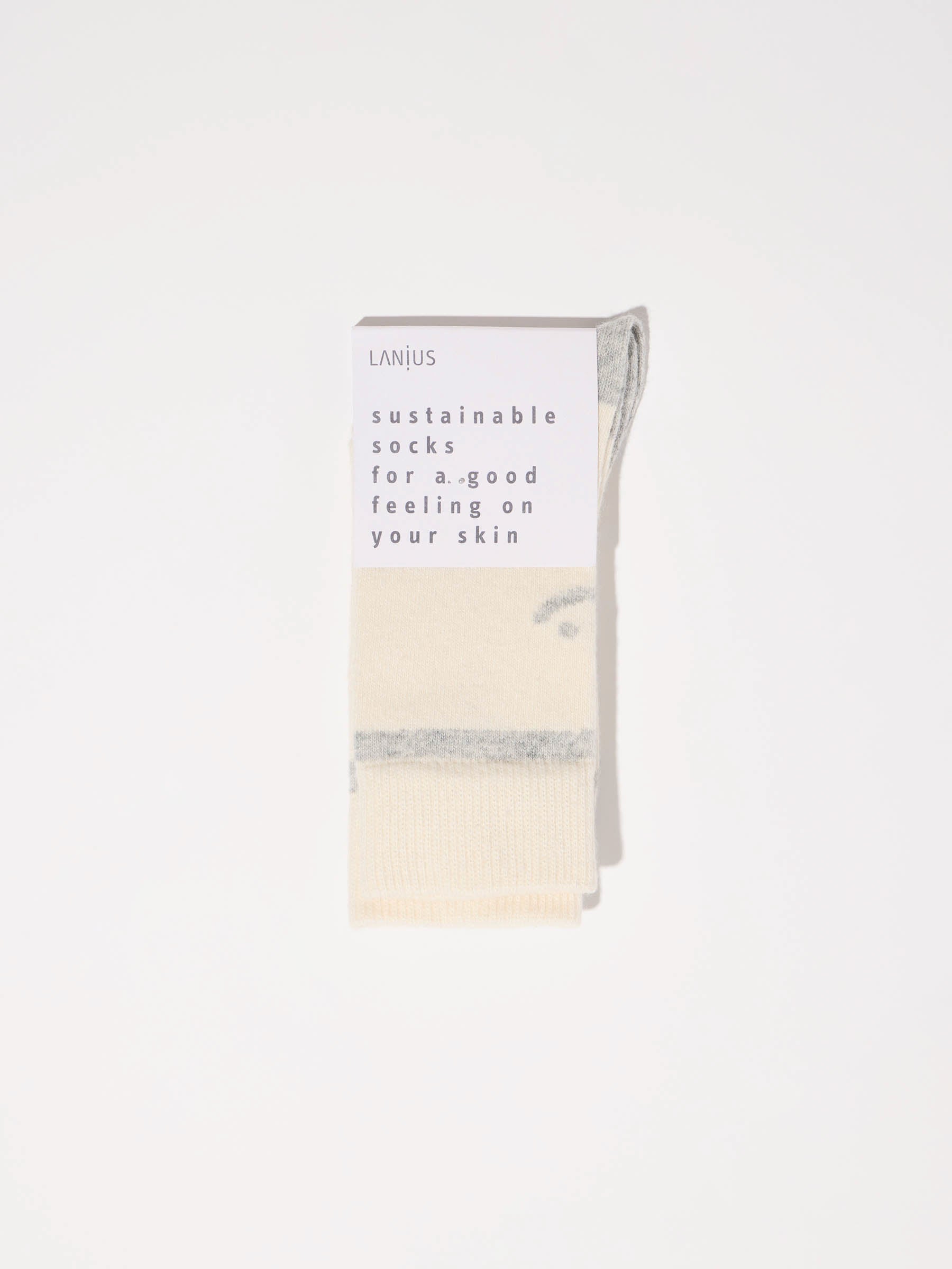 LANIUS - Socken mit Smiley off white / grey melange - WERTE FREUNDE
