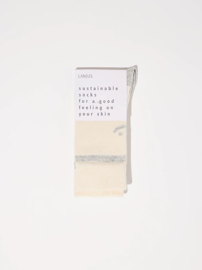 LANIUS - Socken mit Smiley off white / grey melange - WERTE FREUNDE