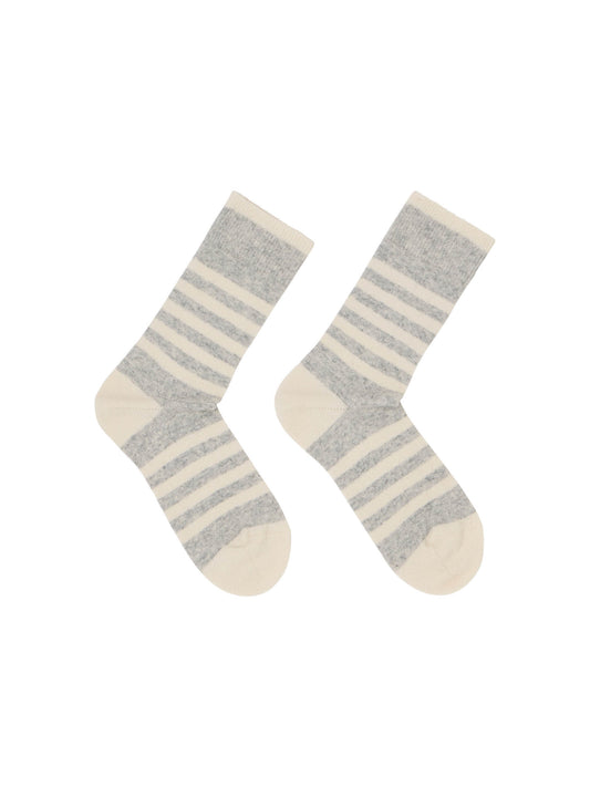 LANIUS - Socken mit Streifen grey melange / off white - WERTE FREUNDE