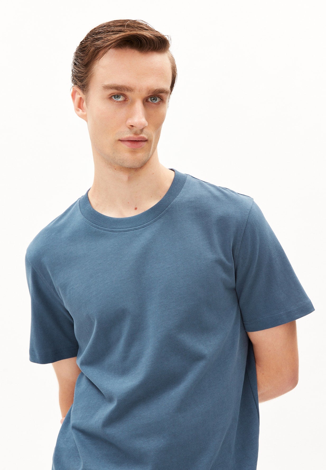 Armedangels - MAARKOS Shirts T-Shirt Solid iron blue