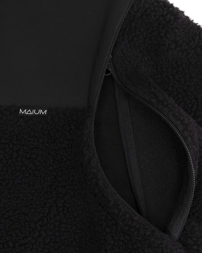 MAIUM - Teddy Zip-Off Cardigan Black - WERTE FREUNDE