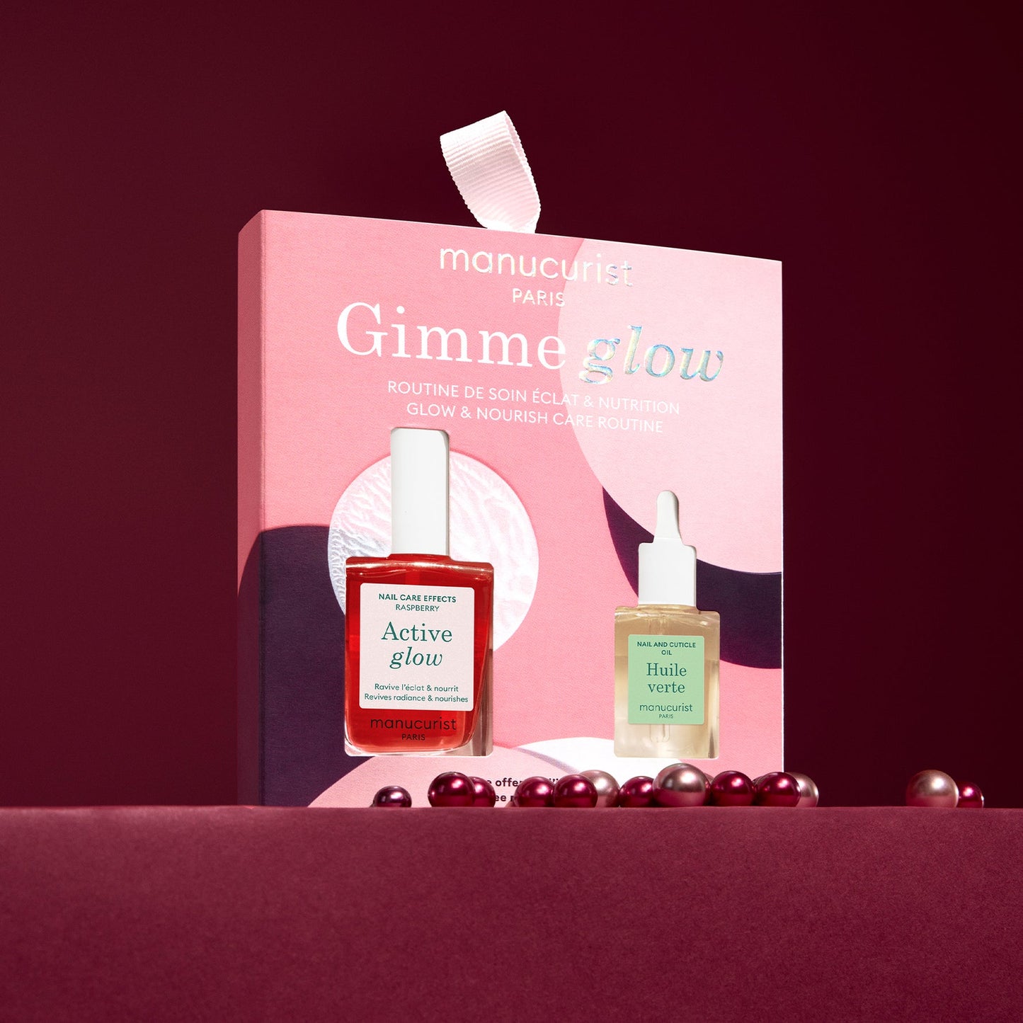 Manucurist - Gimme Glow Set ACTIVE RASPBERRY + MINI GREEN Öl + mini Feile 1 Stk. - WERTE FREUNDE