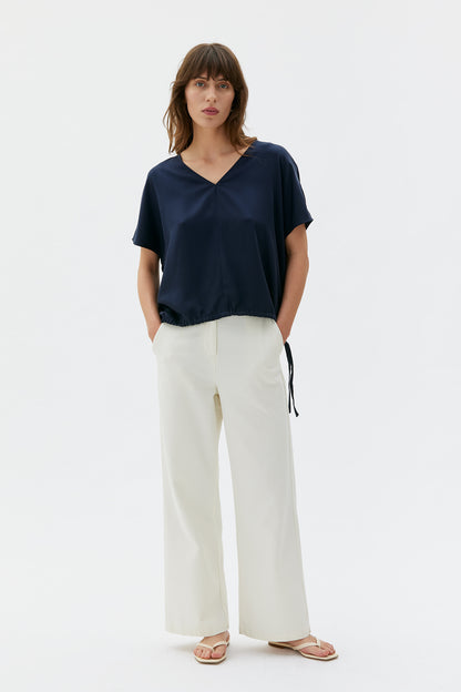 MASKA - Mare - Satin tencel blouse Indigo blue - WERTE FREUNDE