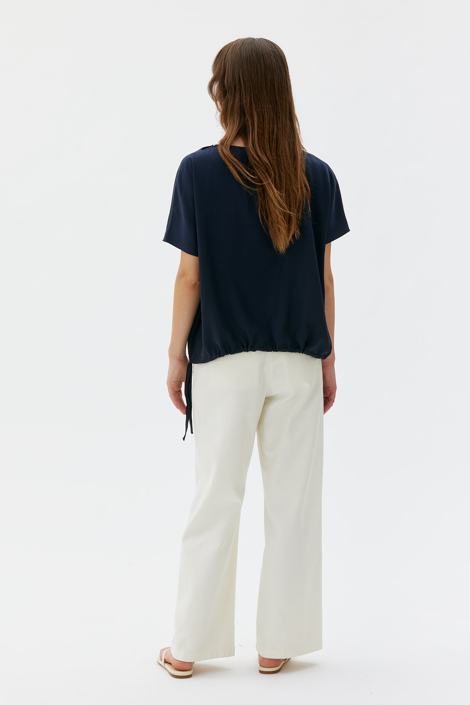 MASKA - Mare - Satin tencel blouse Indigo blue - WERTE FREUNDE