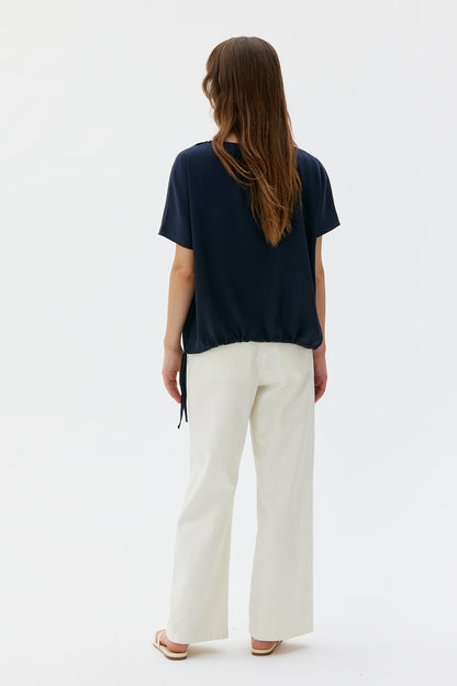 MASKA - Mare - Satin tencel blouse Indigo blue - WERTE FREUNDE