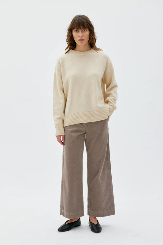 MASKA - Lail - Cropped corduroy trouser Taupe melange - WERTE FREUNDE
