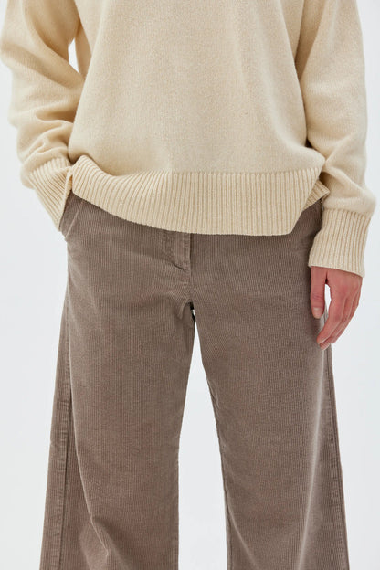 MASKA - Lail - Cropped corduroy trouser Taupe melange - WERTE FREUNDE