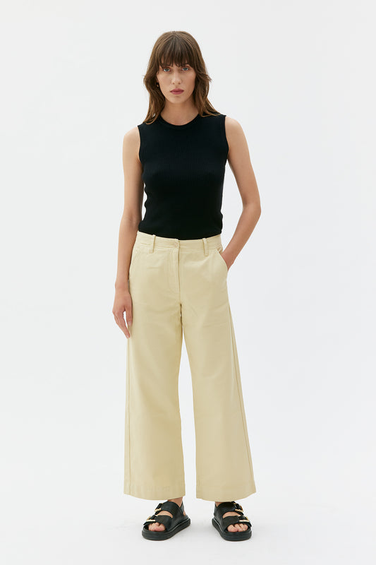 MASKA - Laila - Recyled cotton trousers Pale yellow - WERTE FREUNDE