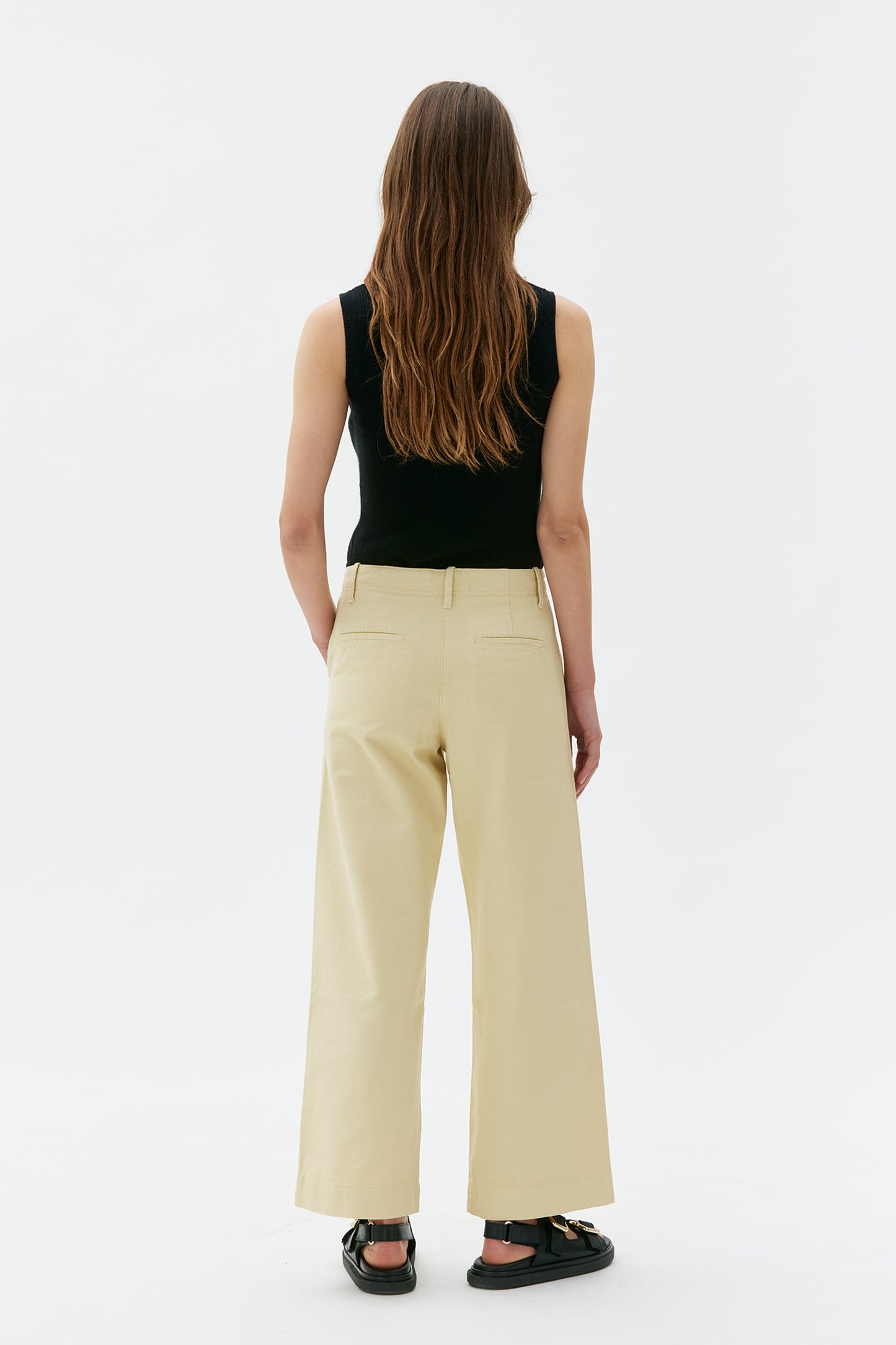 MASKA - Laila - Recyled cotton trousers Pale yellow - WERTE FREUNDE
