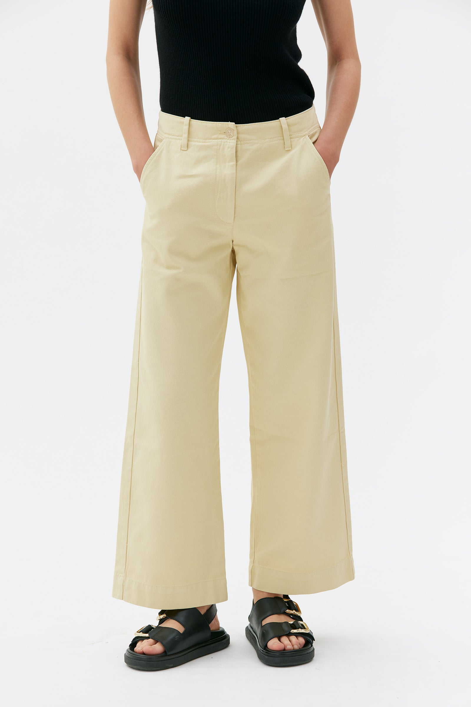 MASKA - Laila - Recyled cotton trousers Pale yellow - WERTE FREUNDE