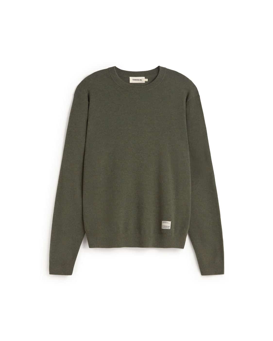 Thinking MU - DARK GREEN LUCIEN KNITTED SWEATER GREEN - WERTE FREUNDE