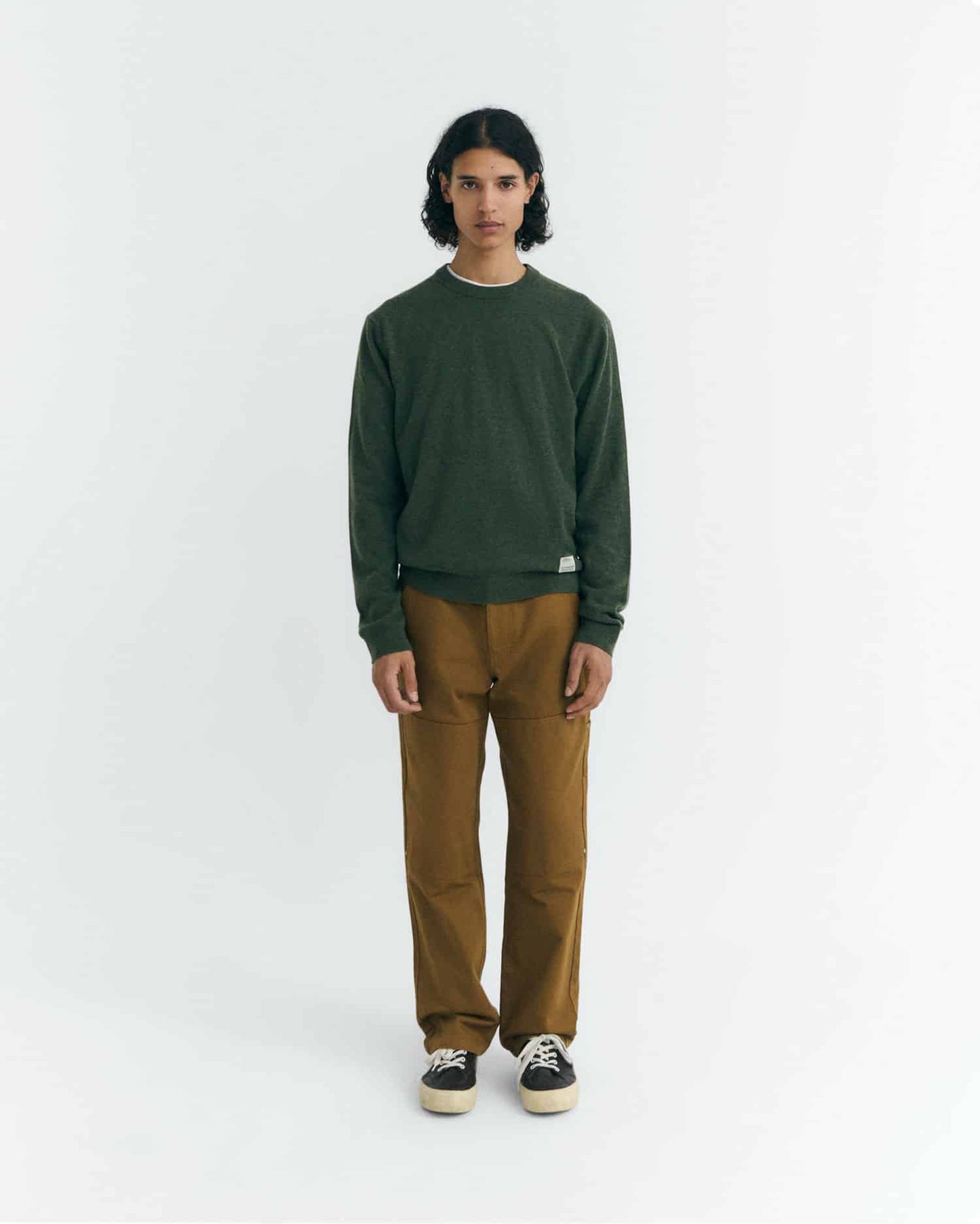 Thinking MU - DARK GREEN LUCIEN KNITTED SWEATER GREEN - WERTE FREUNDE
