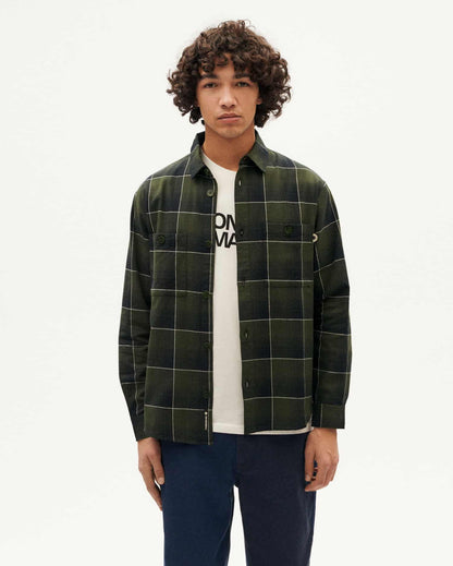 Thinking MU -  OLIVE BLACK CHECKS HANS SHIRT MULTICOLOR