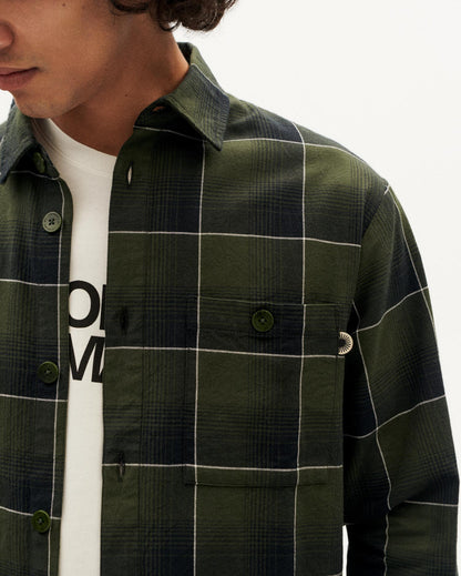 Thinking MU -  OLIVE BLACK CHECKS HANS SHIRT MULTICOLOR