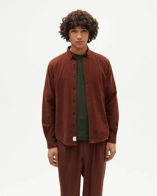 Thinking MU -  COFFEE MICROCORDUROY ANT SHIRT BROWN