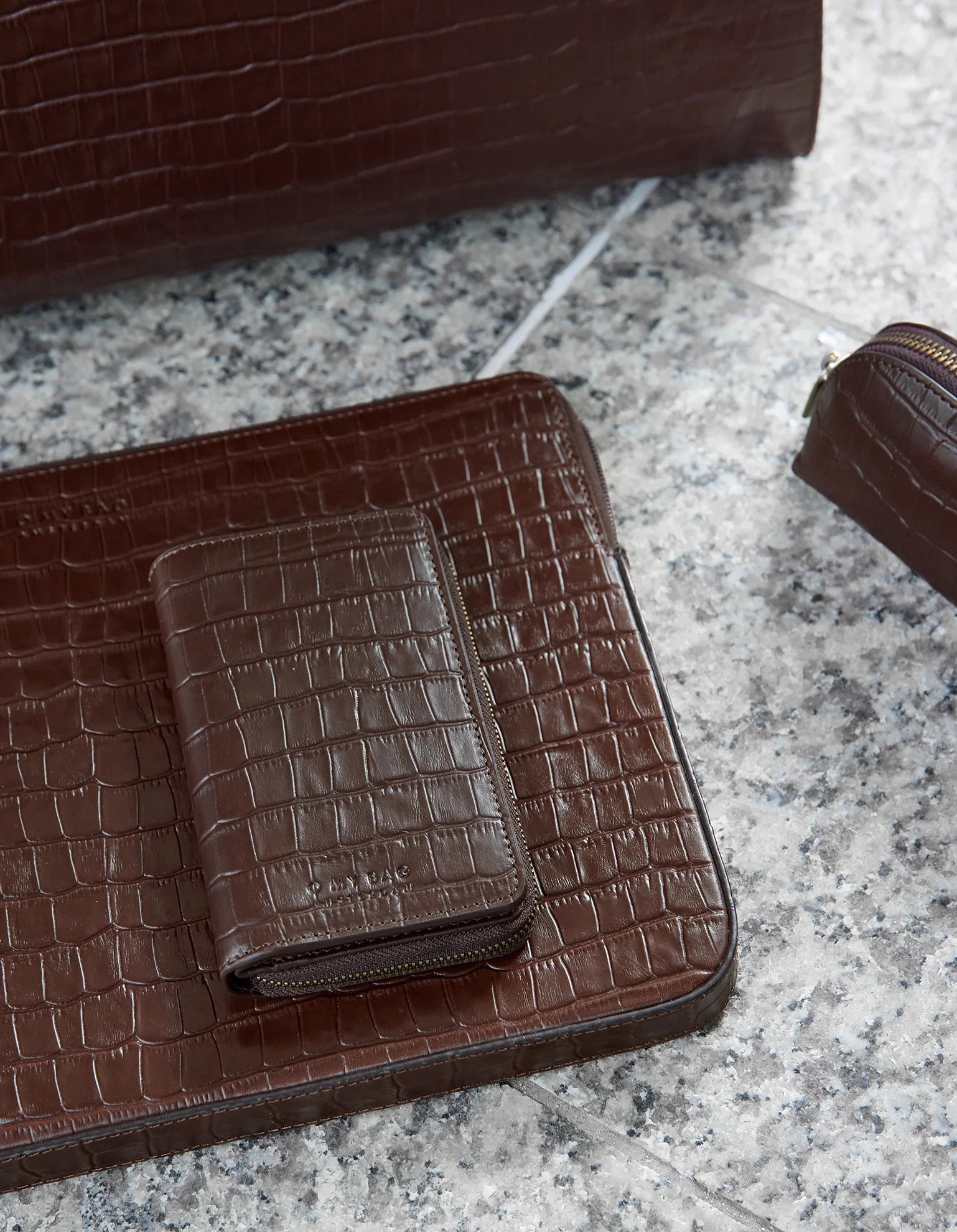 O MY BAG - Jett Wallet - Chocolate Croco Print Leather - WERTE FREUNDE