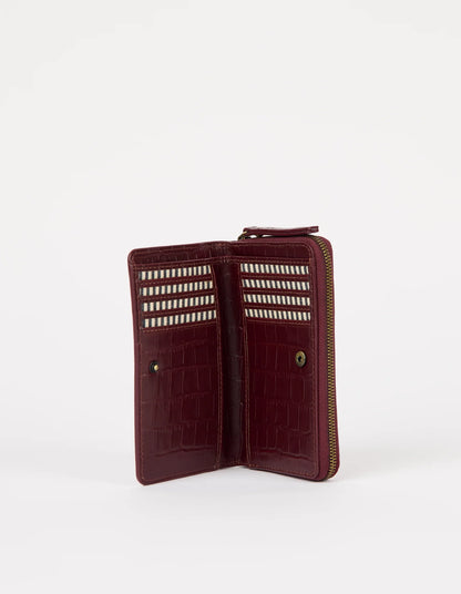 O MY BAG - Jett Wallet - Dark Cherry Croco Print Leather - WERTE FREUNDE