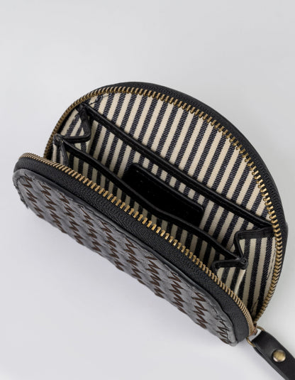 O MY BAG - Laura Coin Purse Black Woven Classic Leather - WERTE FREUNDE