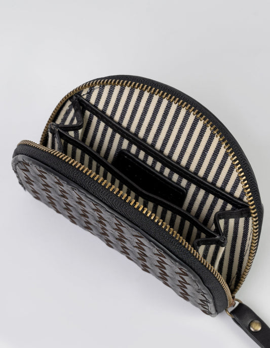 O MY BAG - Laura Coin Purse Black Woven Classic Leather - WERTE FREUNDE