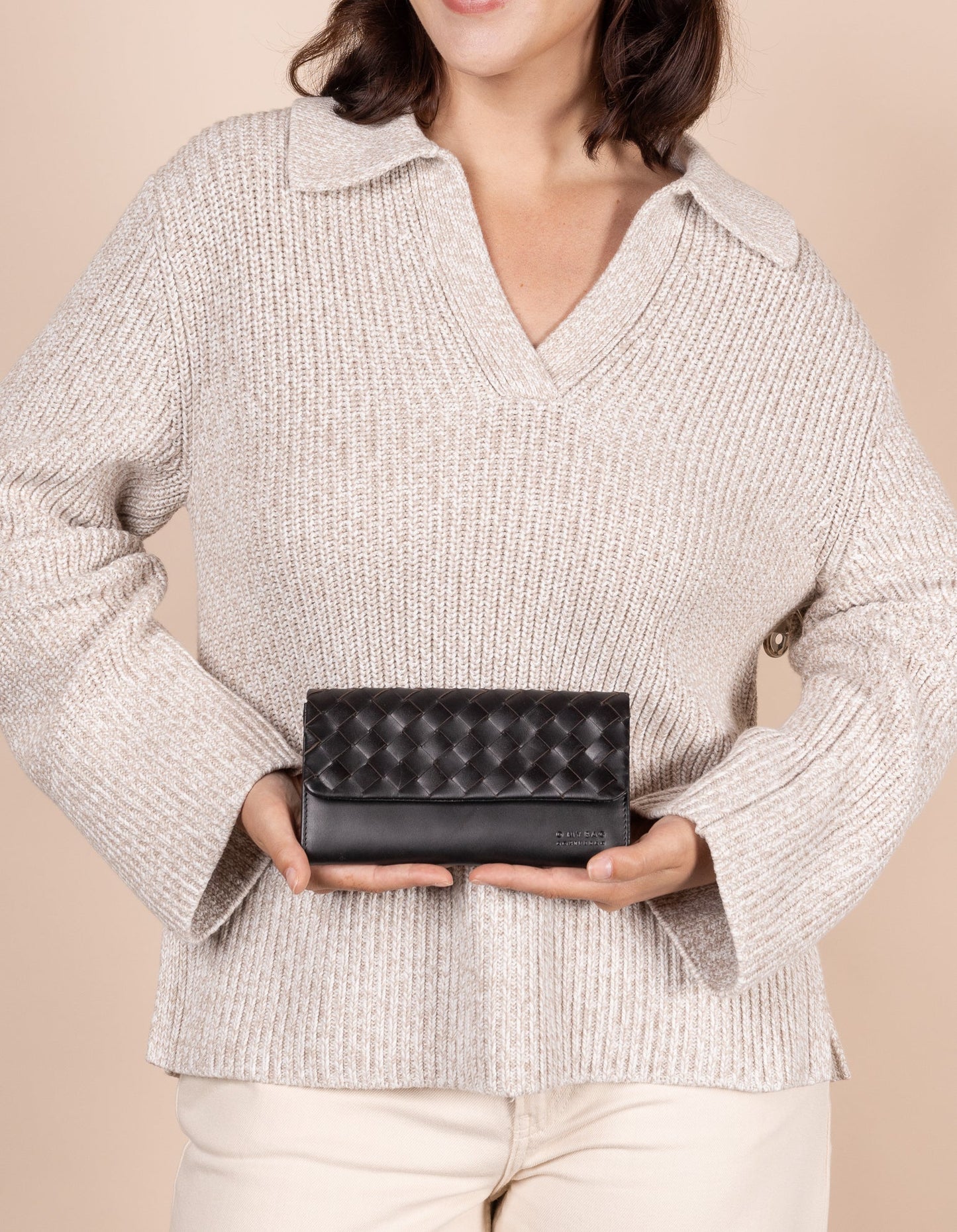 omybag - PAU'S POUCH Black Woven Classic Leather - WERTE FREUNDE